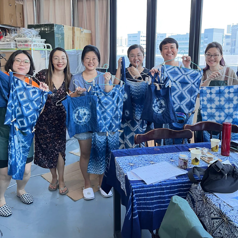 Workshop Program - Early bird 20% off - Natural indigo tie dye tote bag & scarves