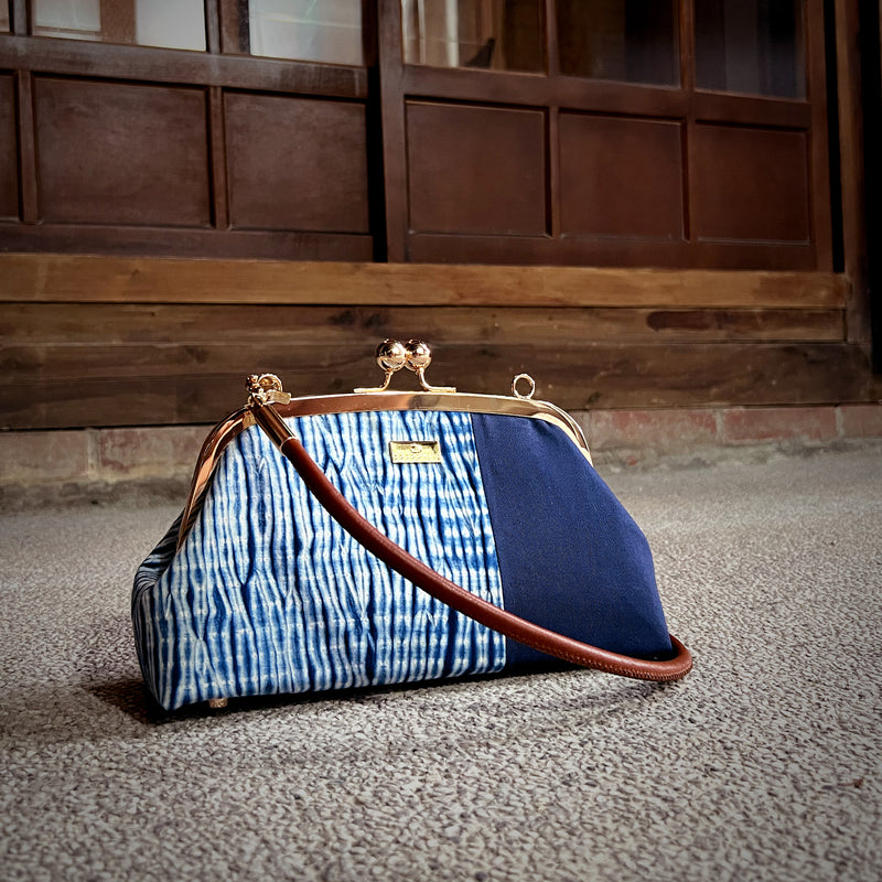 Arc Shape Frame Bag - Shibori Water Wave