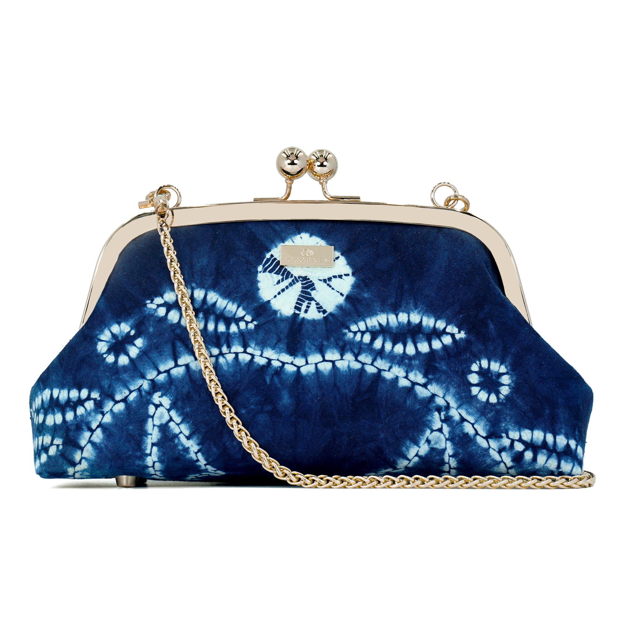 Arc Shape Frame Bag - Shibori Herbal Vine