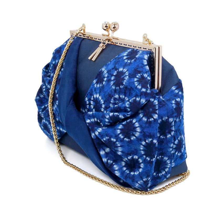 Tassel Decor Crossbody Bag - Shibori Polka Dots
