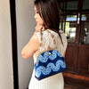 Handle Bag with Bamboo Chain - Shibori Wavy