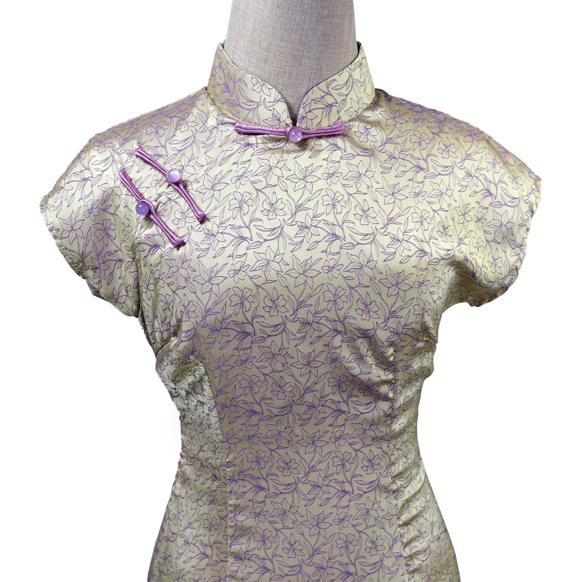 Short Sleeve Cheongsam - Twilight Flower