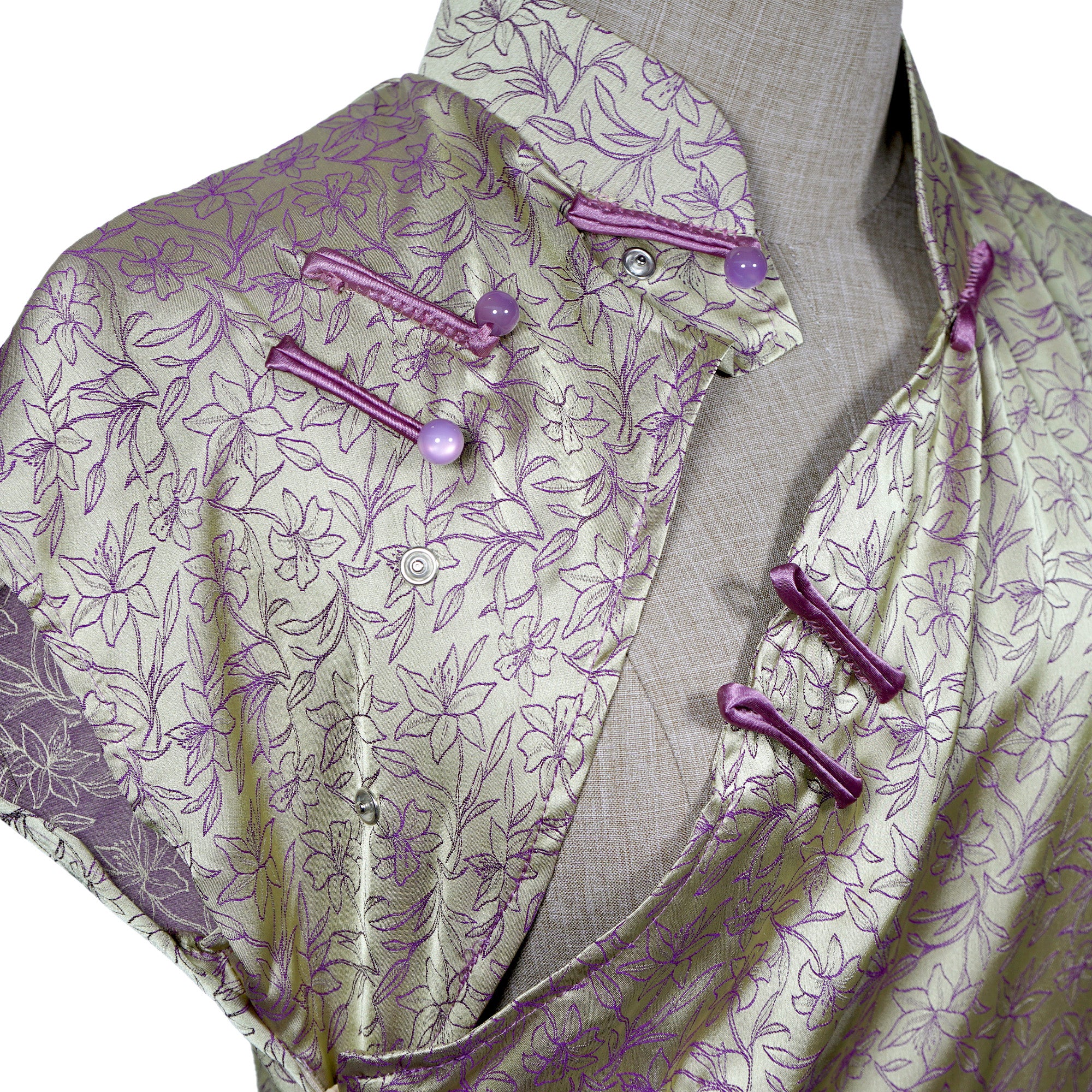 Short Sleeve Cheongsam - Twilight Flower