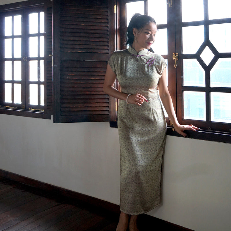 Short Sleeve Cheongsam - Twilight Flower