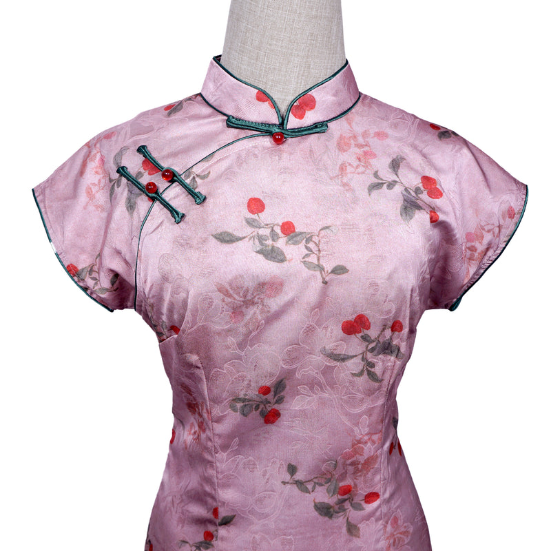 Short Sleeve Cheongsam - Cherry Orchard