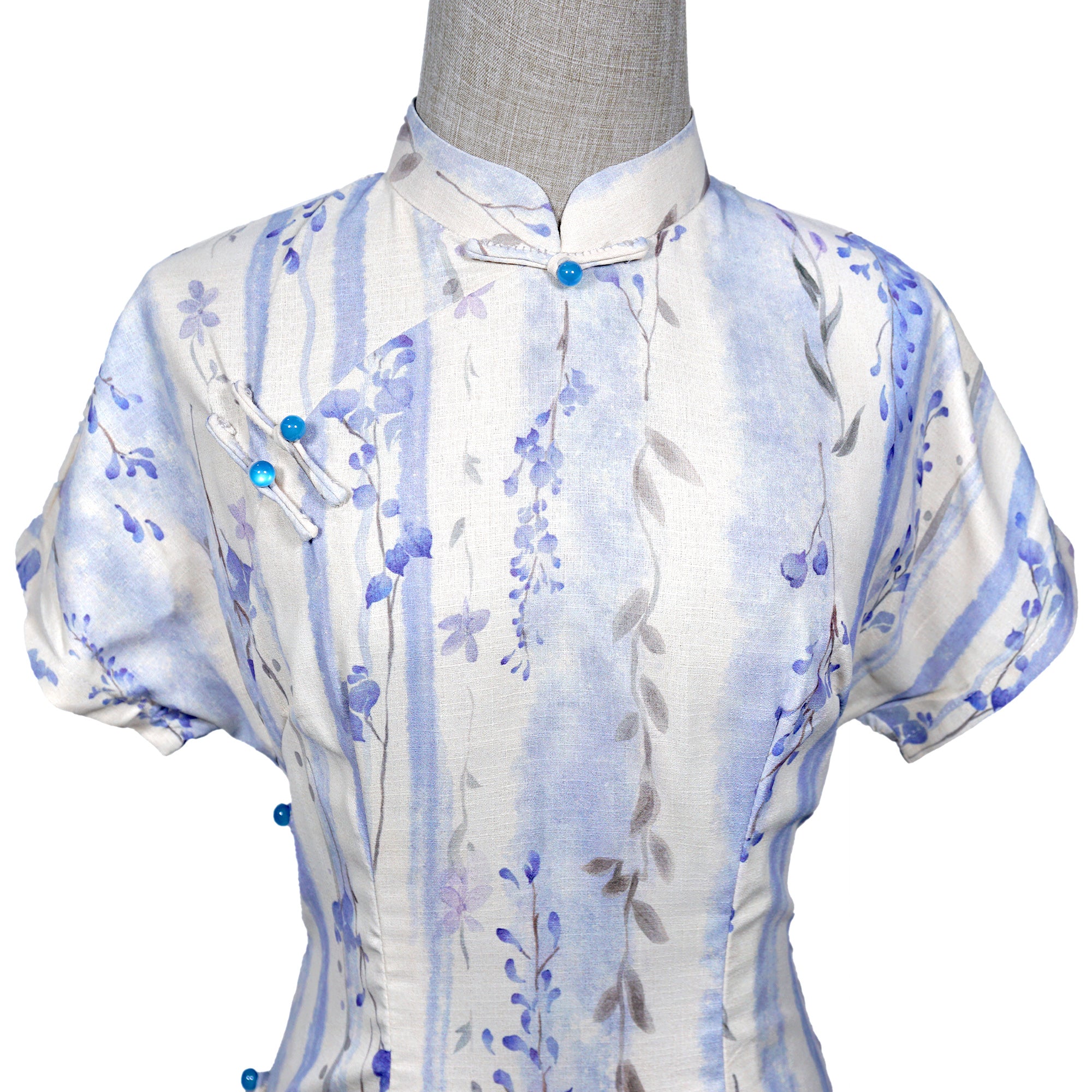 Short Sleeve Cheongsam - Mauve Tree