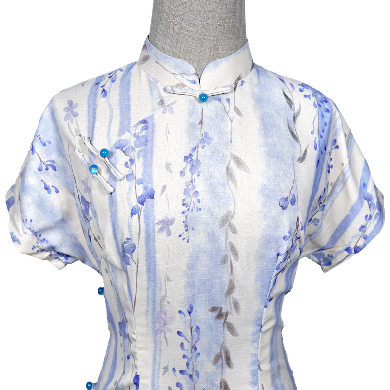 Short Sleeve Cheongsam - Mauve Tree