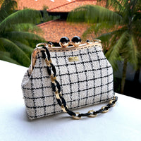 Acrylic Chain Tweed Shoulder Bag - Regal Mosaic