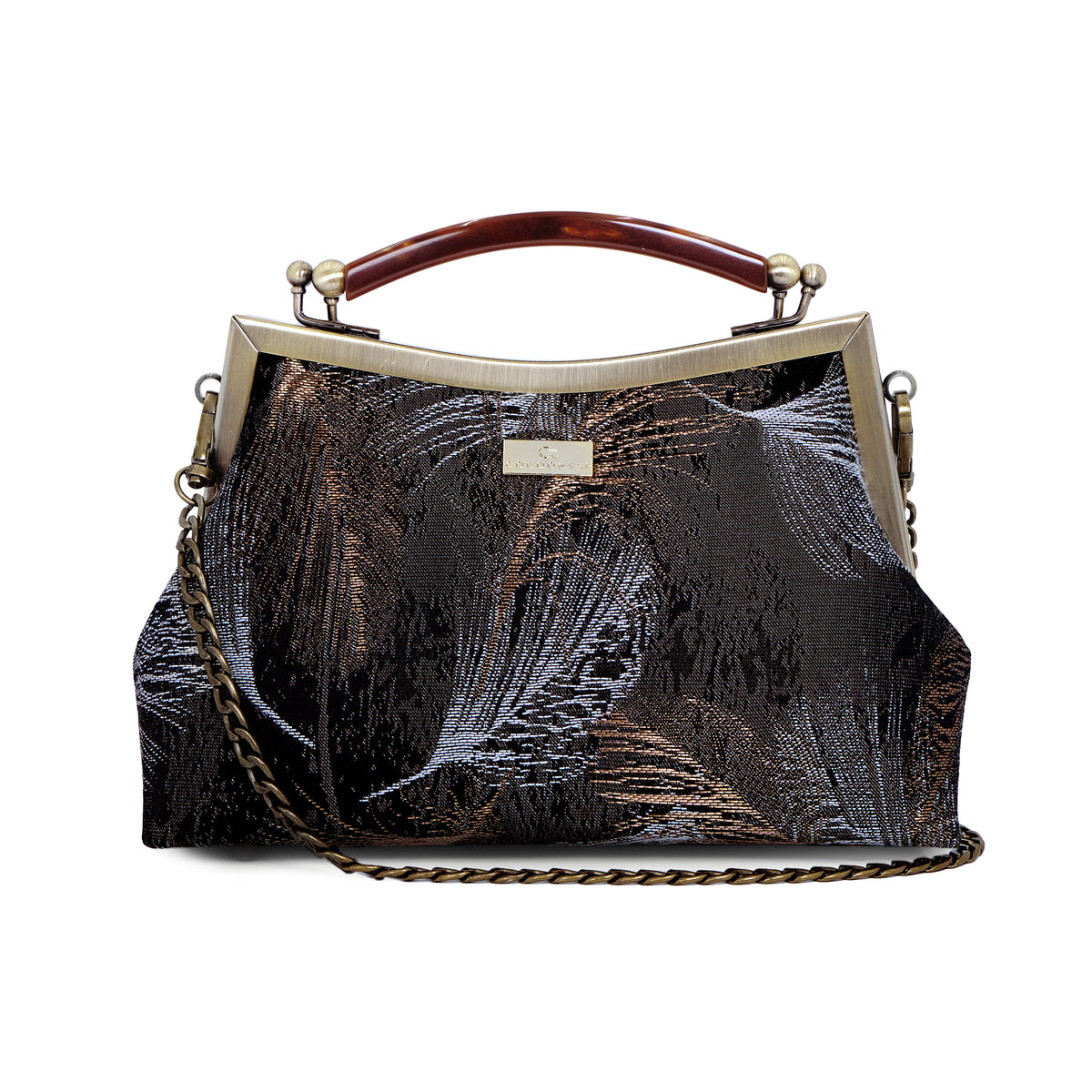 Amber Resin Top Handle Bag - Feather