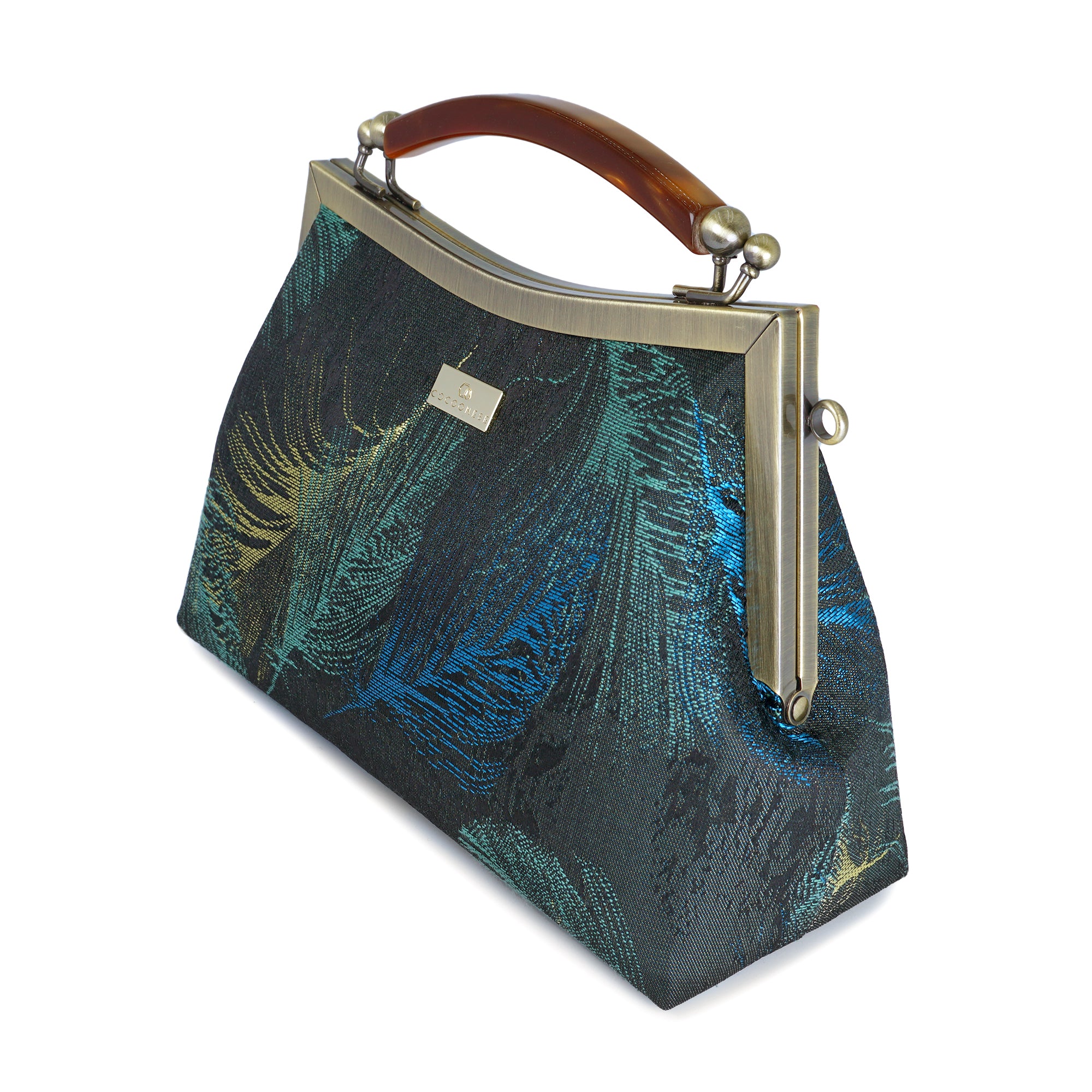 Amber Resin Top Handle Bag - Feather