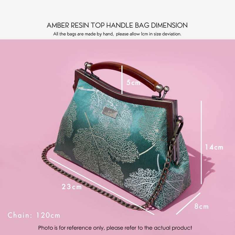 Amber Resin Top Handle Bag - Freesia