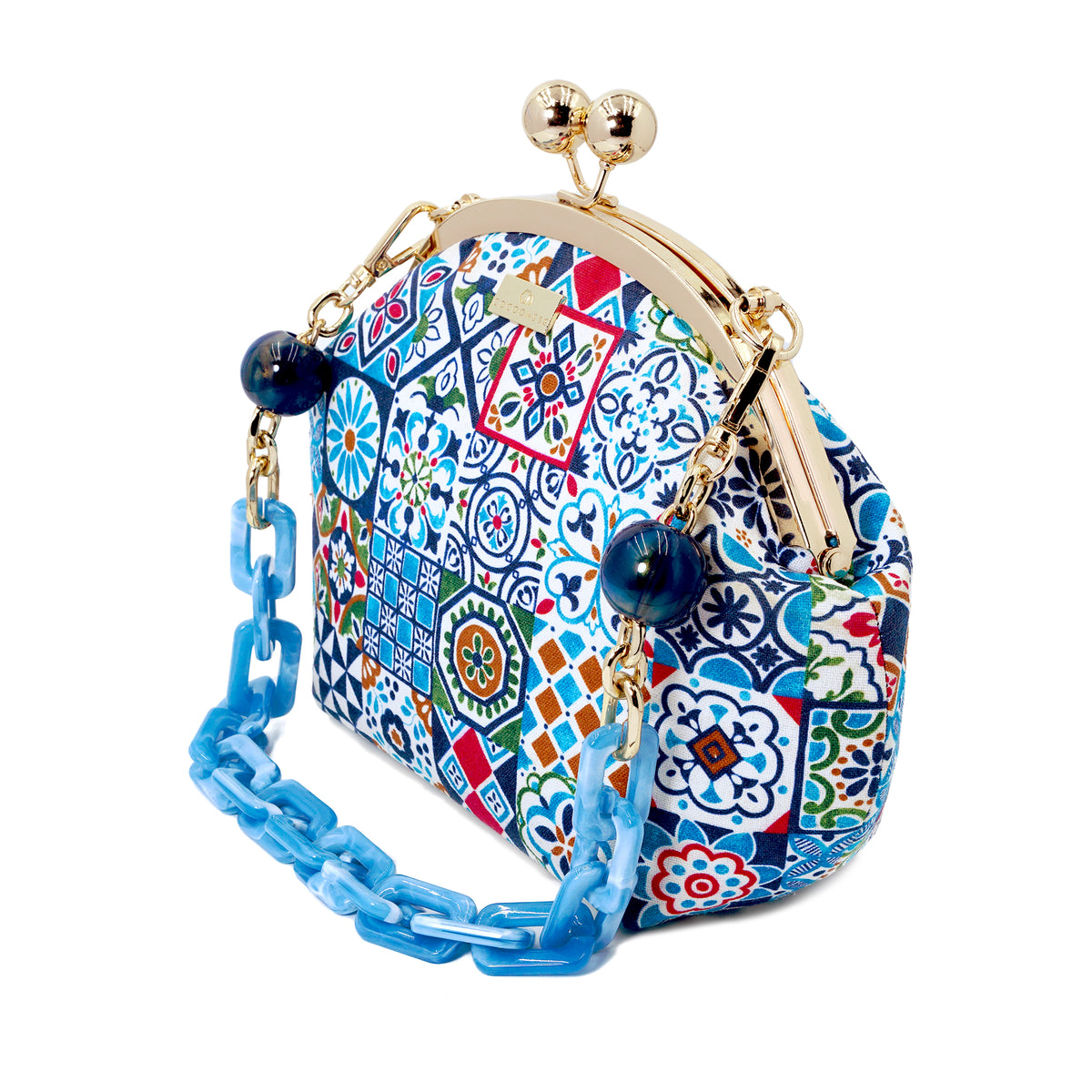 Acrylic Chain Handle Clasp Sling Bag - Peranakan Tiles