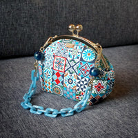 Acrylic Chain Handle Clasp Sling Bag - Peranakan Tiles