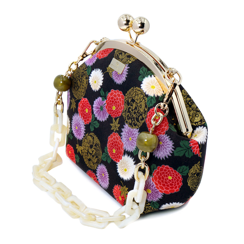 Acrylic Chain Handle Clasp Sling Bag - Goldfish & Flowers