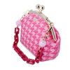 Acrylic Chain Handle Clasp Sling Bag - Houndstooth Check