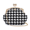 Acrylic Chain Handle Clasp Sling Bag - Houndstooth Check