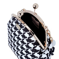 Acrylic Chain Handle Clasp Sling Bag - Houndstooth Check