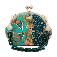 Acrylic Chain Handle Clasp Sling Bag - Epiphyllum