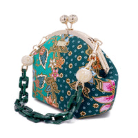 Acrylic Chain Handle Clasp Sling Bag - Epiphyllum