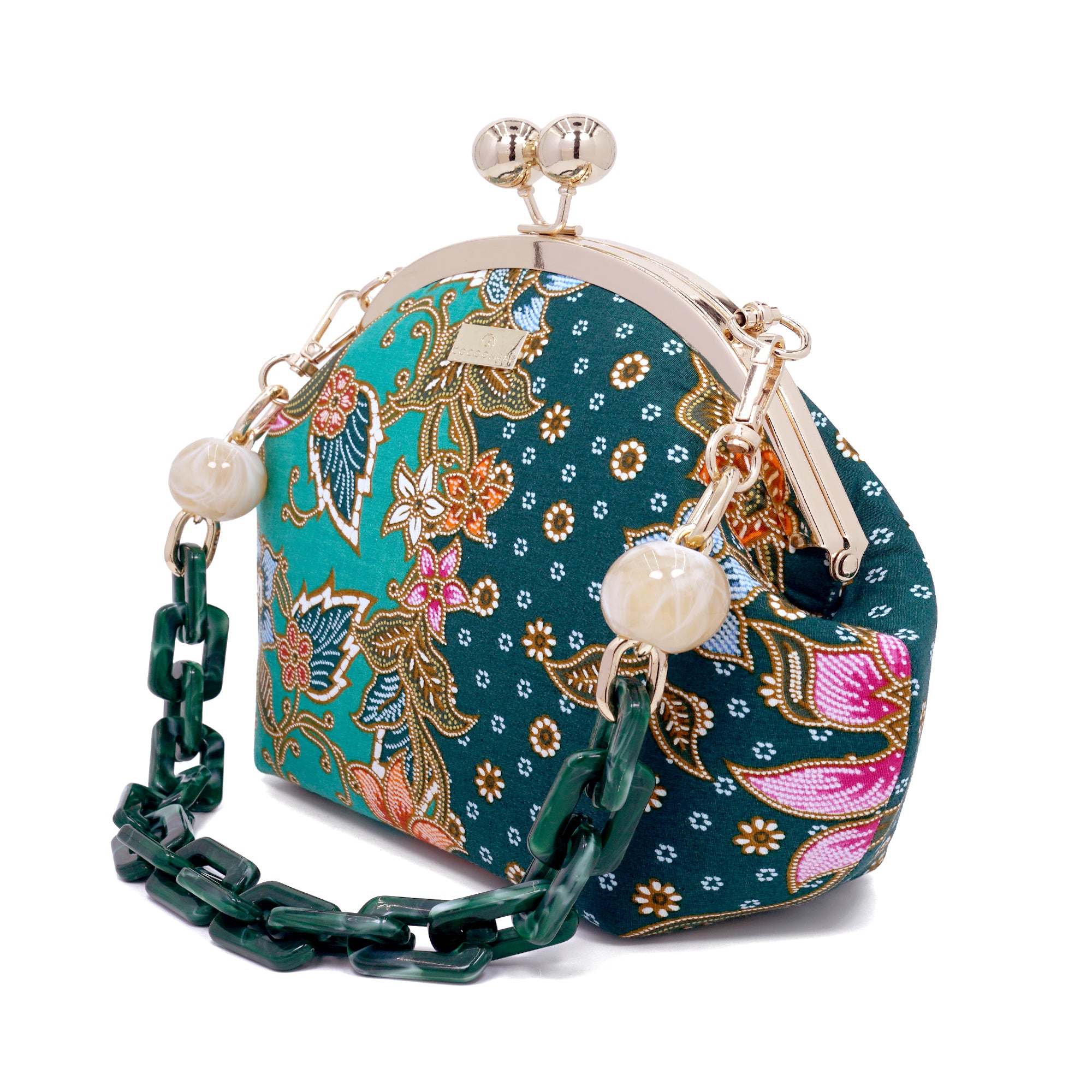 Acrylic Chain Handle Clasp Sling Bag - Epiphyllum