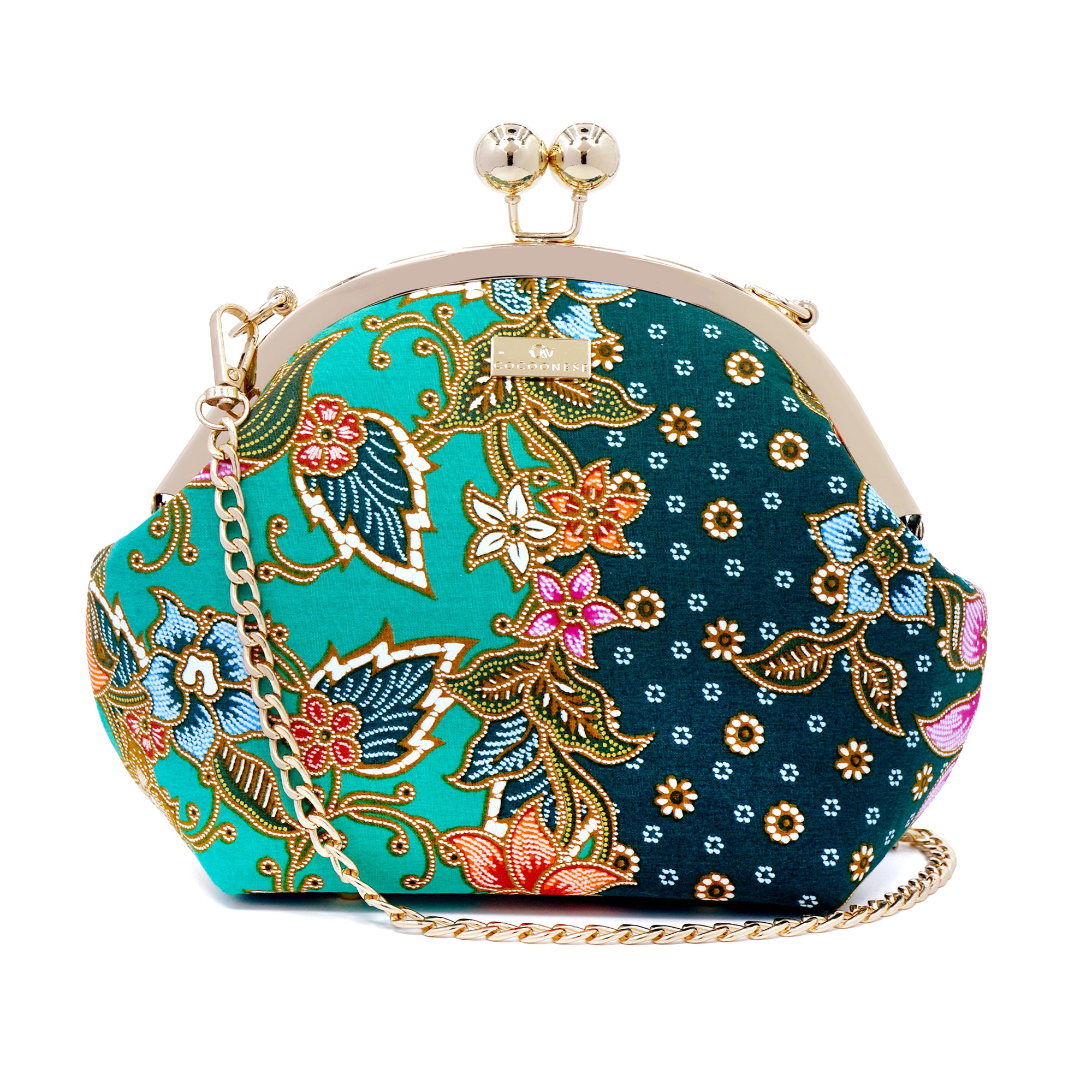 Acrylic Chain Handle Clasp Sling Bag - Epiphyllum
