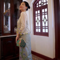 Acrylic Chain Handle Clasp Sling Bag - Epiphyllum
