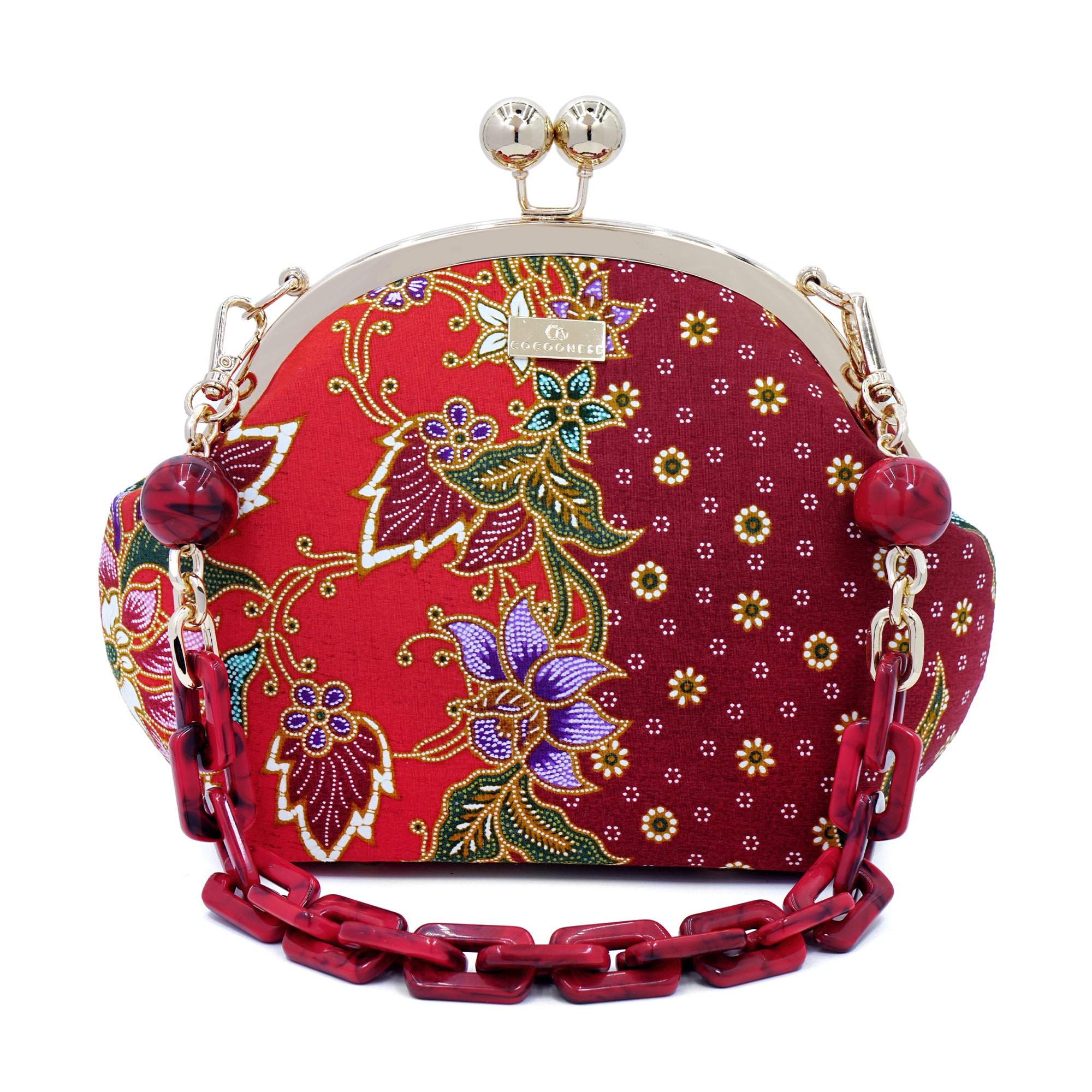 Acrylic Chain Handle Clasp Sling Bag - Epiphyllum