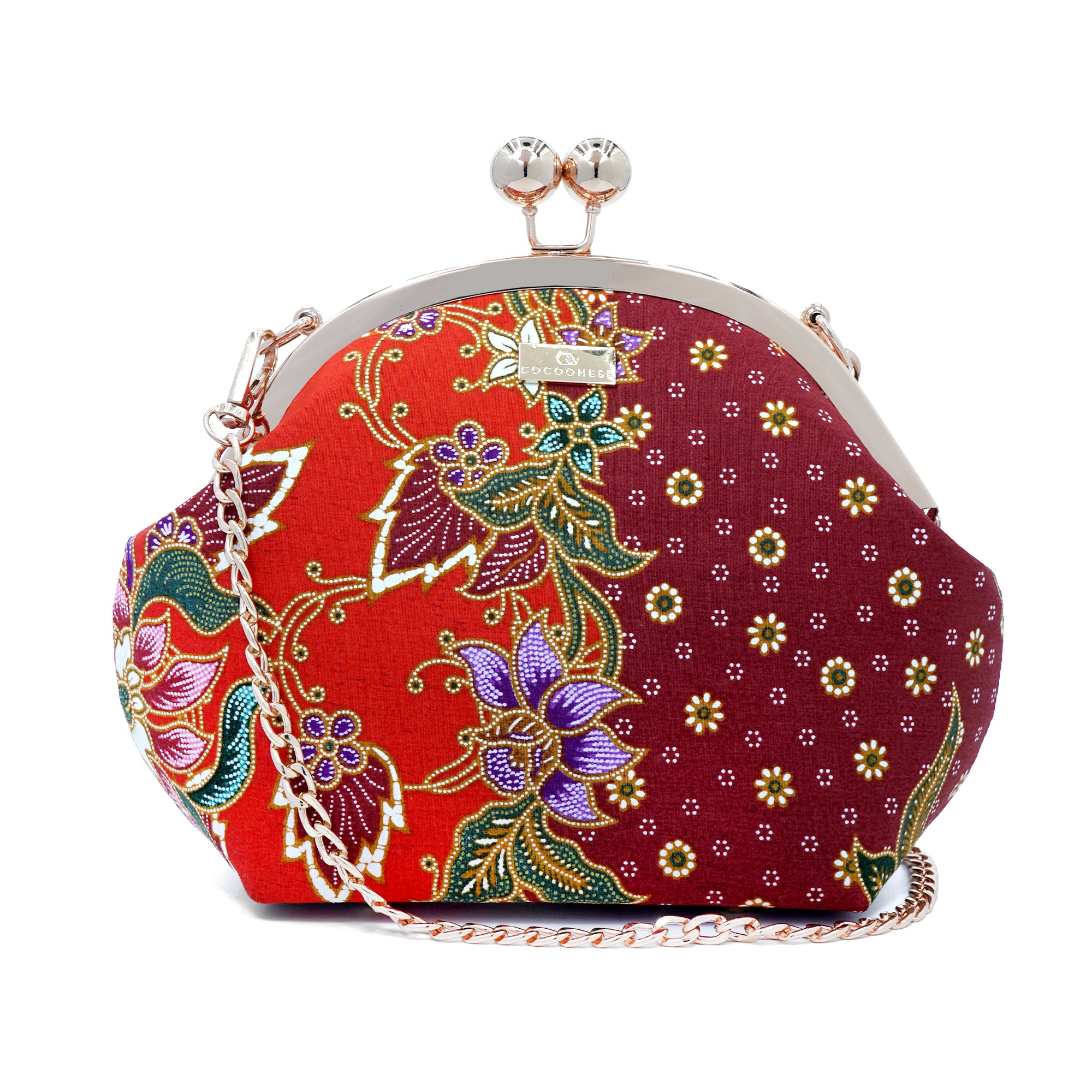 Acrylic Chain Handle Clasp Sling Bag - Epiphyllum