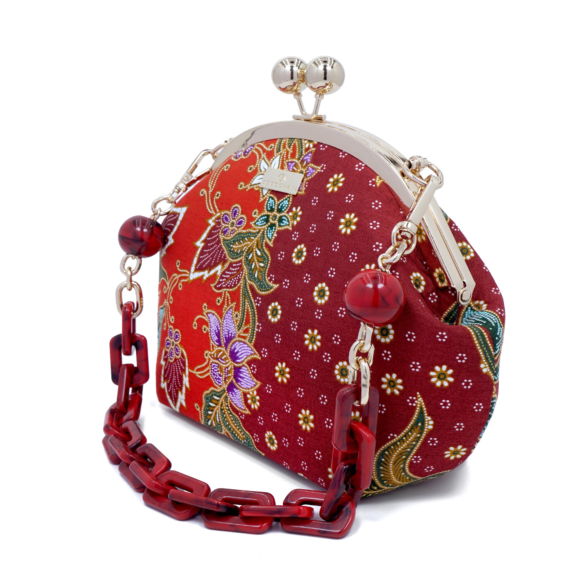 Acrylic Chain Handle Clasp Sling Bag - Epiphyllum