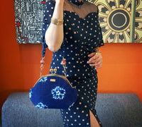 Acrylic Chain Handle Clasp Sling Bag - Indigo Eclipse