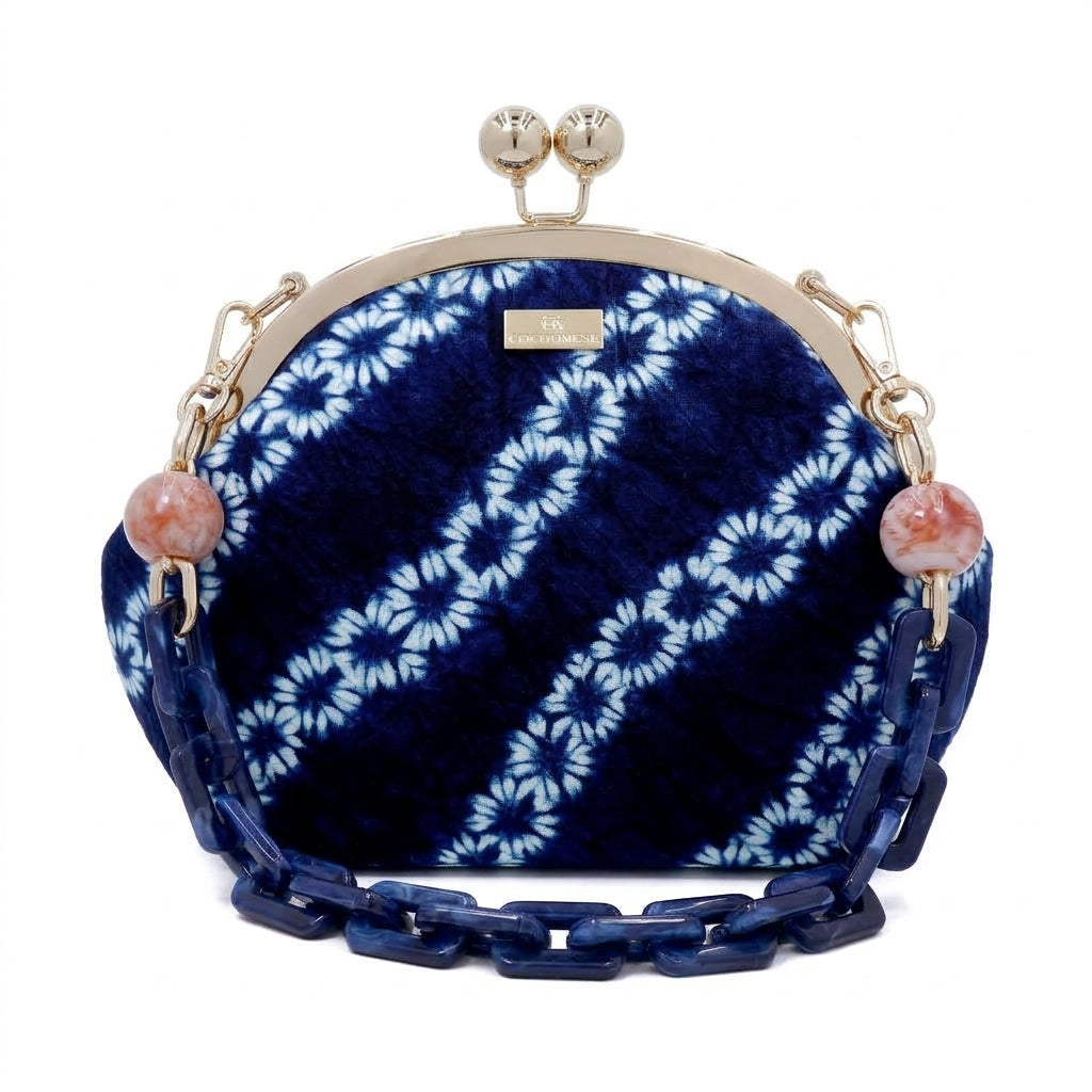 Acrylic Chain Handle Clasp Sling Bag - Indigo Cascade
