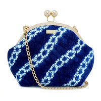 Acrylic Chain Handle Clasp Sling Bag - Indigo Cascade