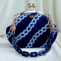 Acrylic Chain Handle Clasp Sling Bag - Indigo Cascade