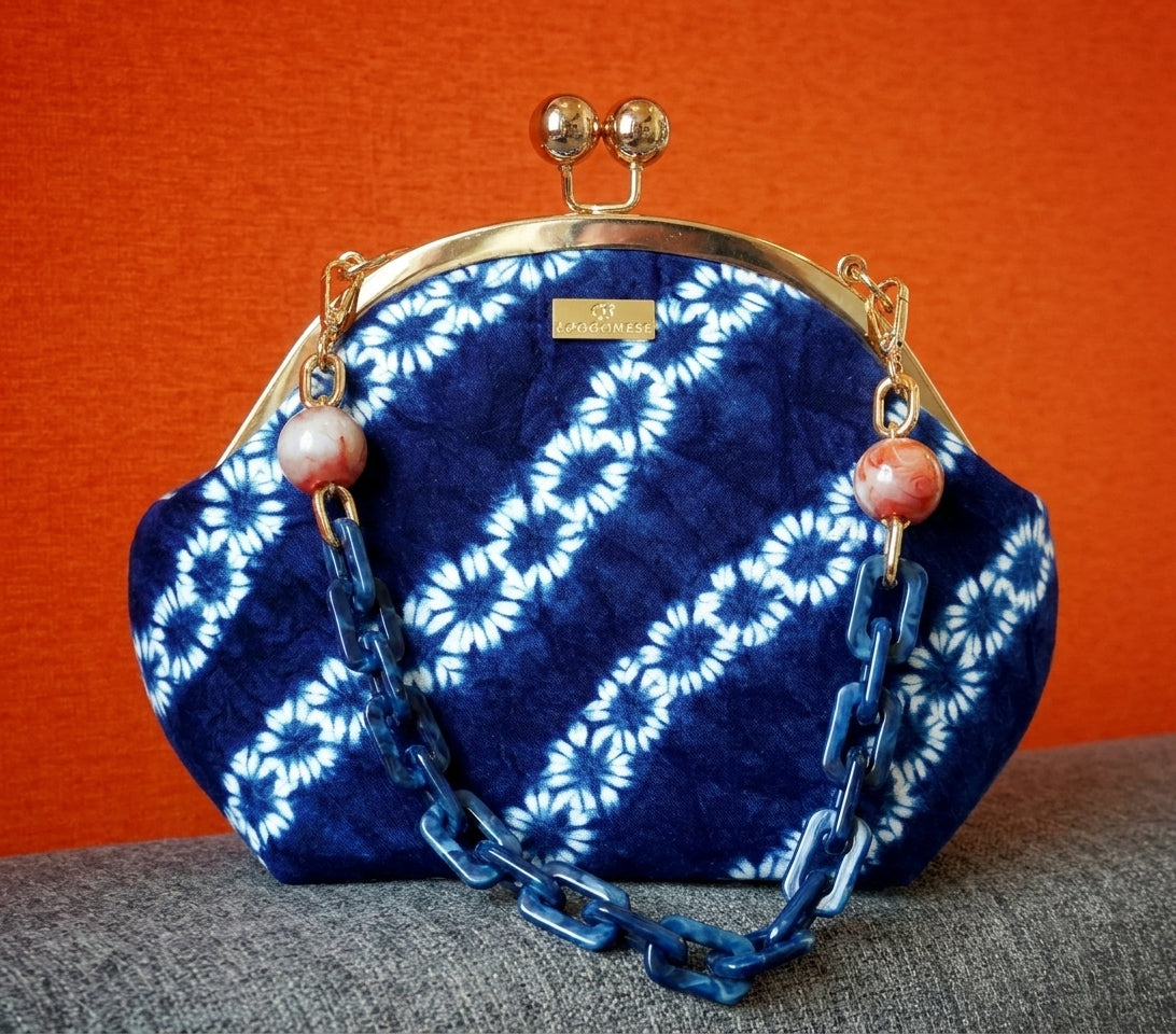 Acrylic Chain Handle Clasp Sling Bag - Indigo Cascade