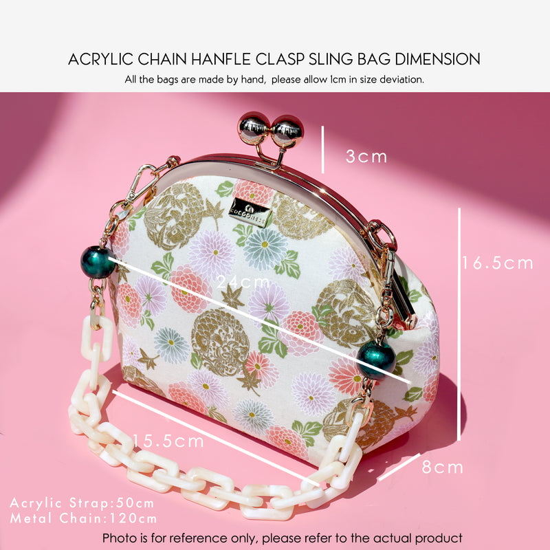 Acrylic Chain Handle Clasp Sling Bag - Camilla's Blush