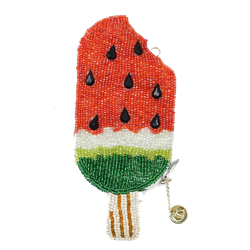 Beaded Coin Purse - Watermelon Popsicle