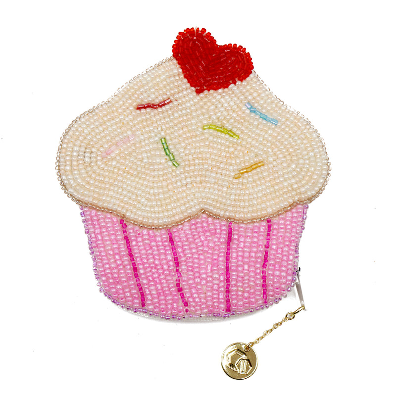 Beaded Coin Purse - Heart Cupcake