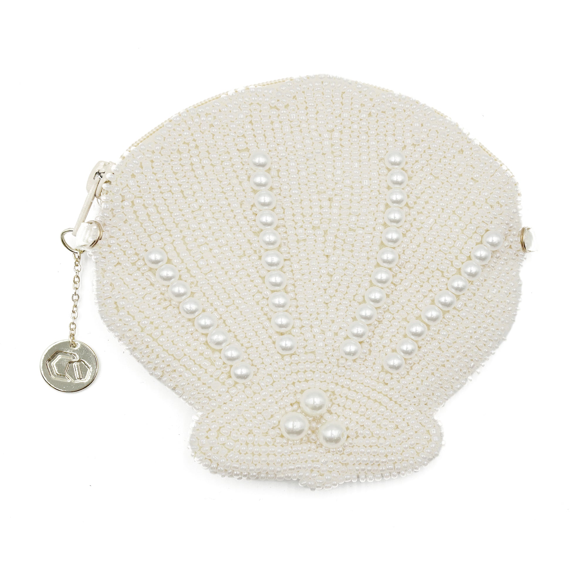 Beaded Coin Purse - Shell White