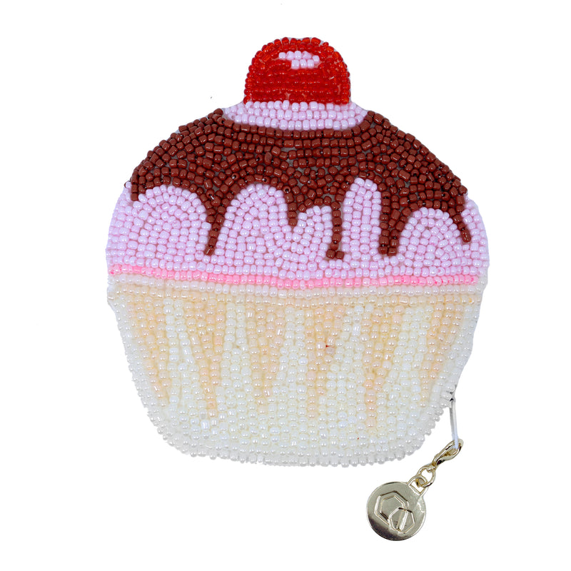 Beaded Coin Purse - Pudding Cupcake