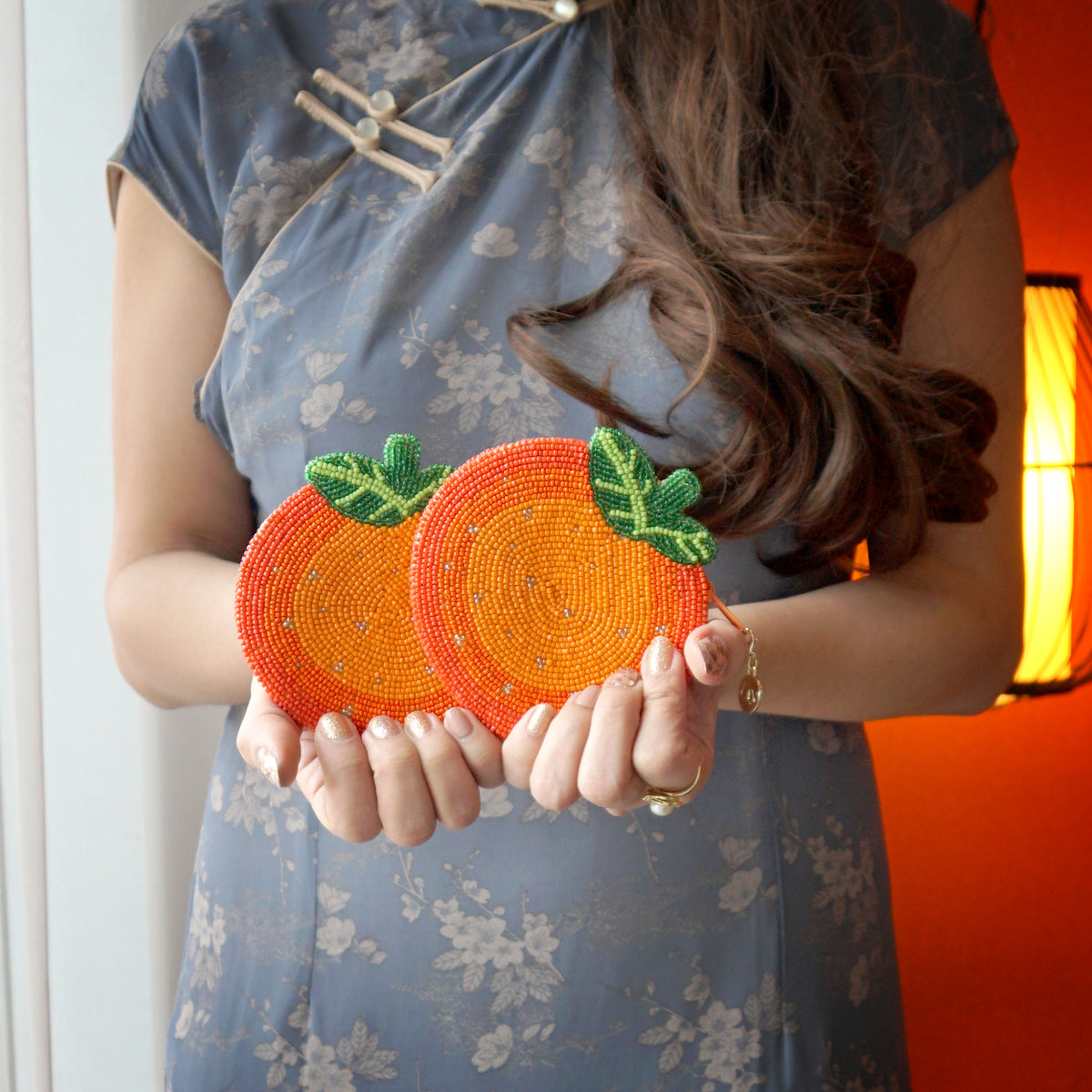 Beaded Coin Purse - Orange