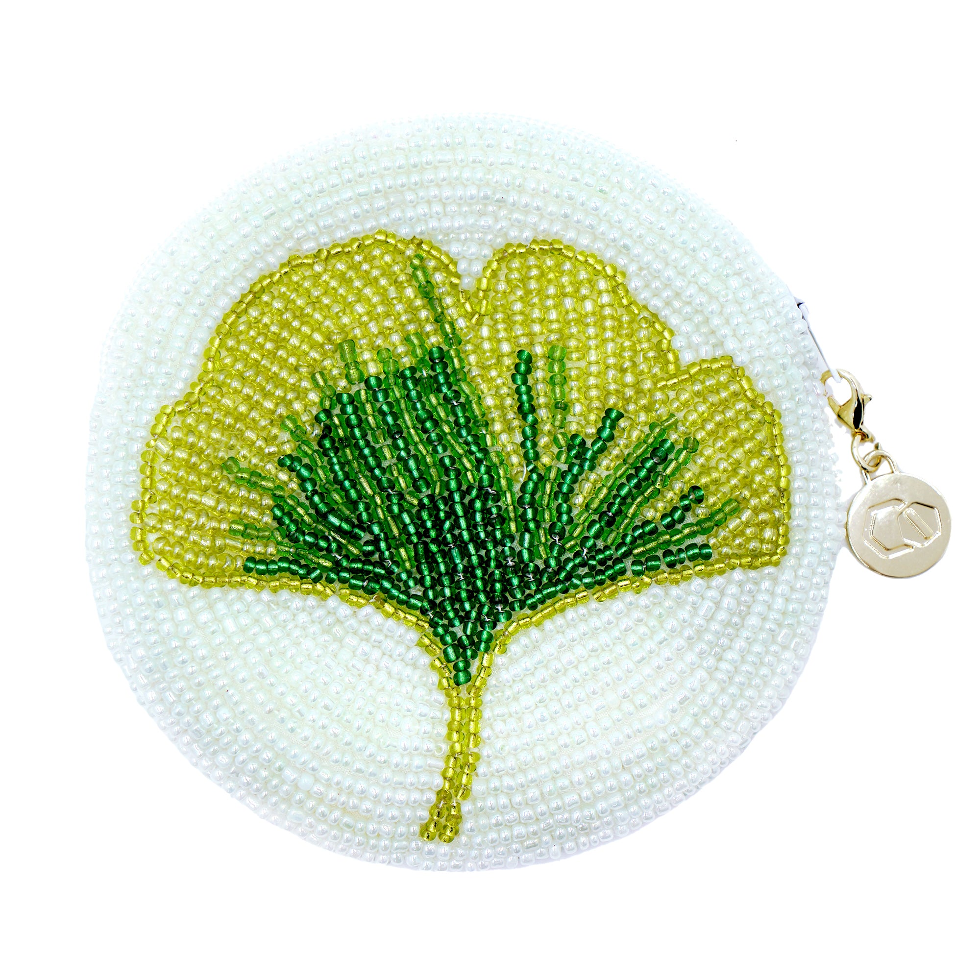 Beaded Coin Purse - Ginkgo Flower