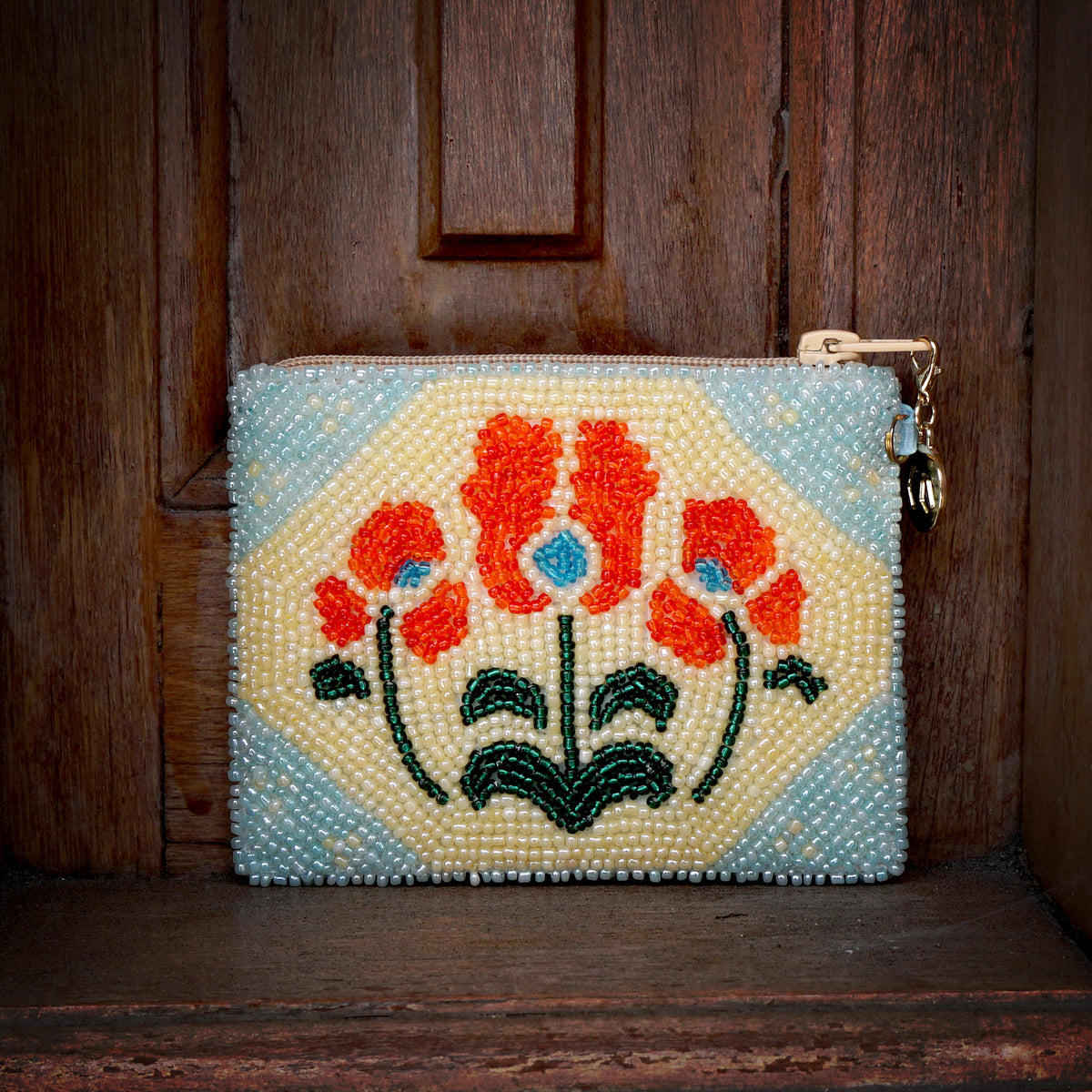 Beaded Coin Purse - Poppy Trio(GN))