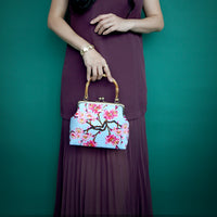 Bamboo Top Handle Bag - Peach Tree Flower