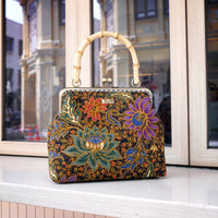 Bamboo Top Handle Bag - Moonlit Garden