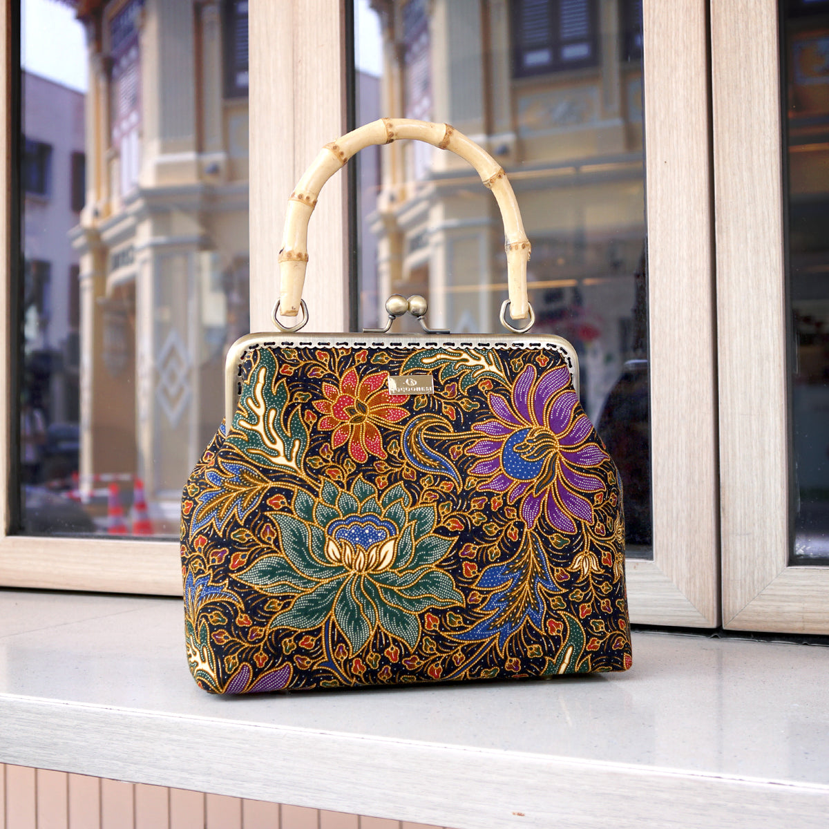 Bamboo Top Handle Bag - Moonlit Garden