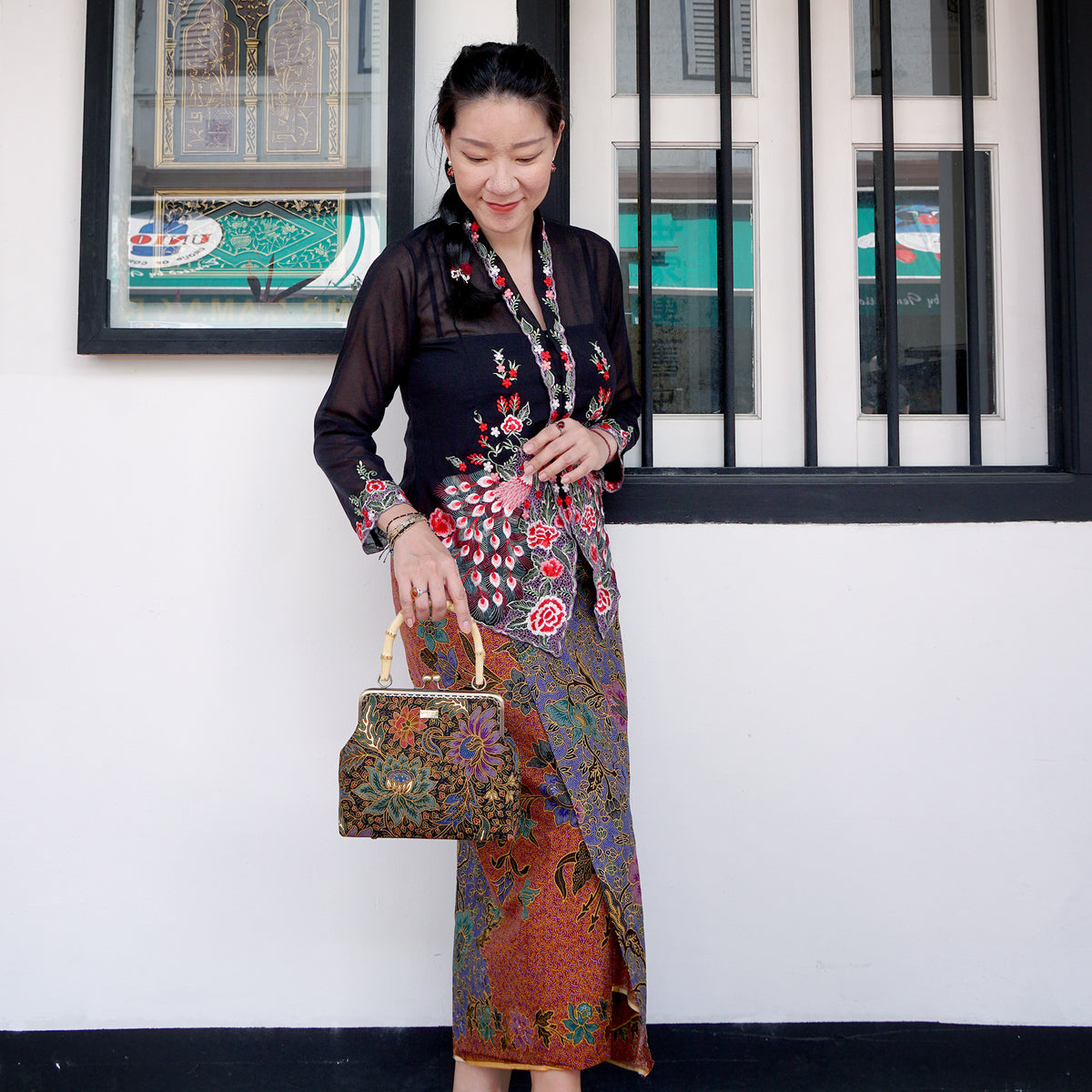 Bamboo Top Handle Bag - Moonlit Garden