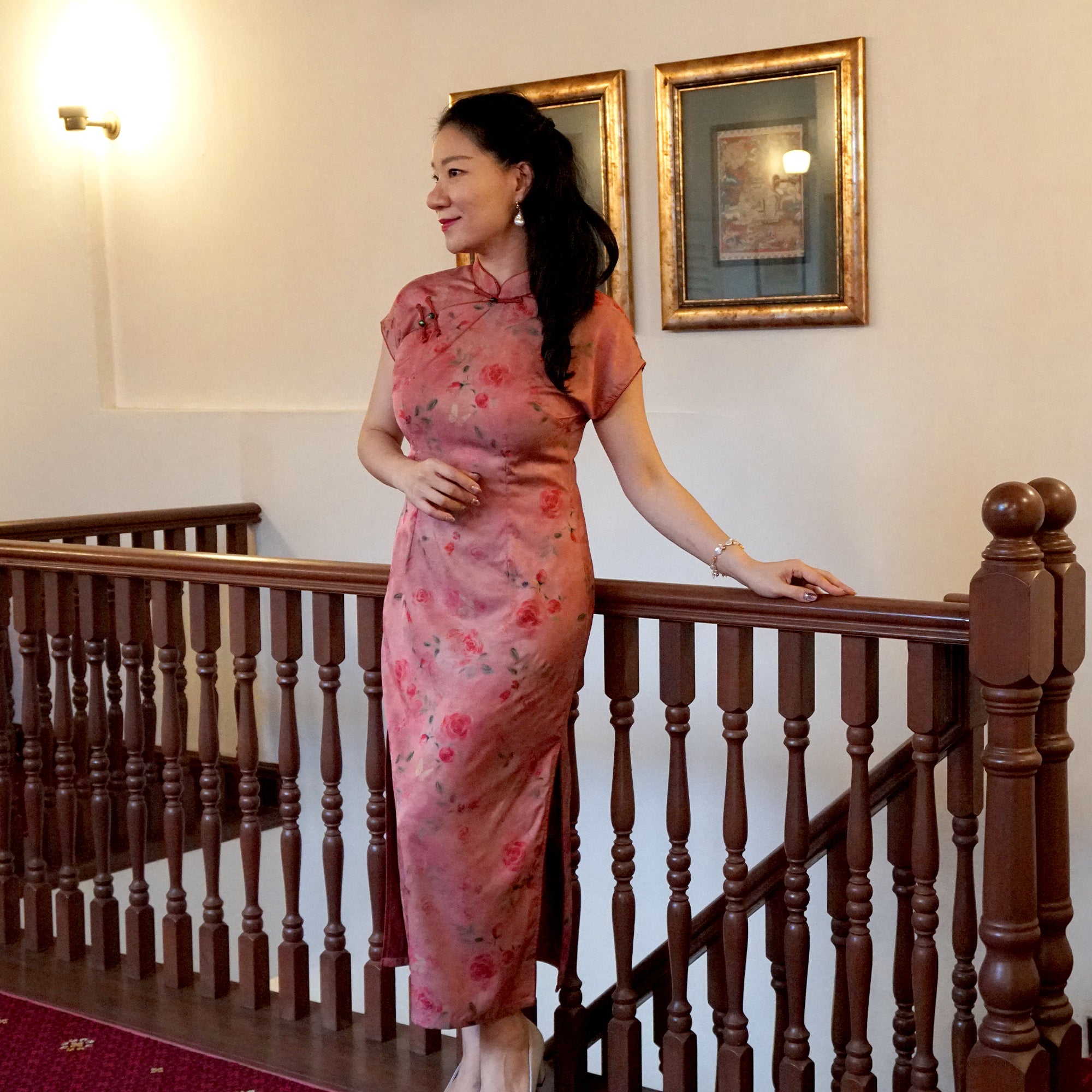 Short Sleeve Cheongsam - Roselia