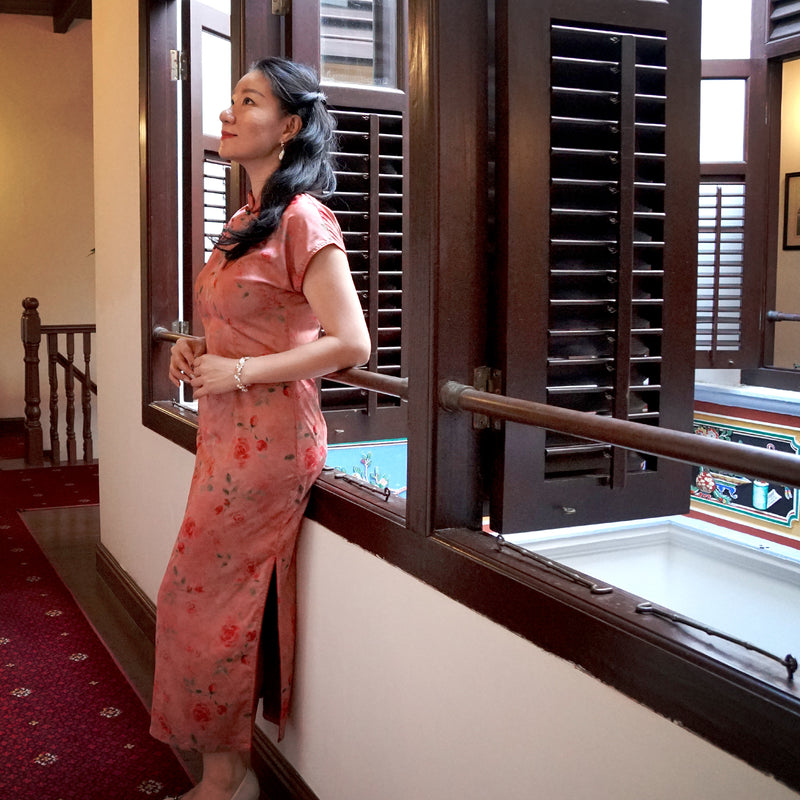 Short Sleeve Cheongsam - Roselia