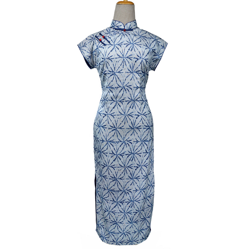 Short Sleeve Cheongsam - Indigo Ink
