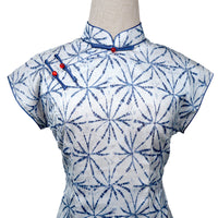 Short Sleeve Cheongsam - Indigo Ink